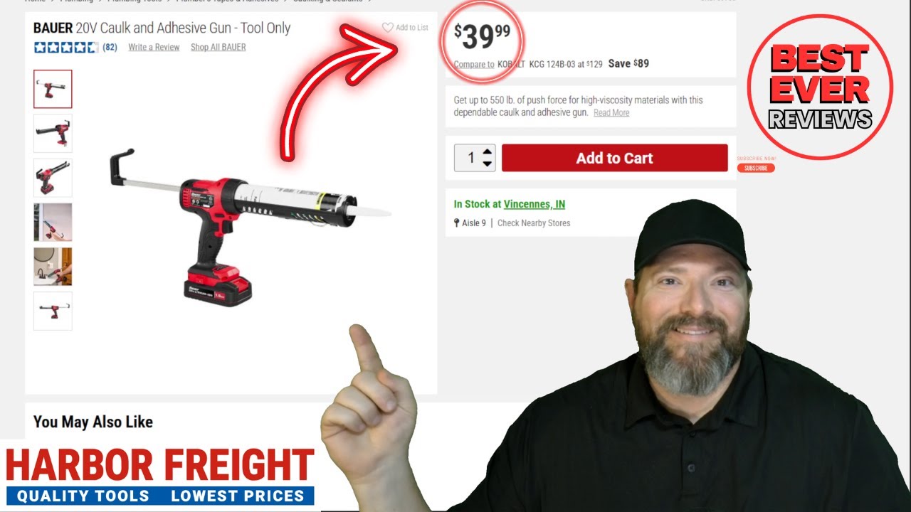 BAUER 20V Cordless Caulk and Adhesive Gun from Harbor Freight