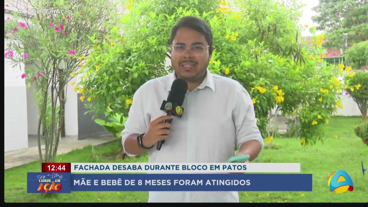 Cidade em Ação - Fachada desaba durante bloco em Patos; mãe e bebê de 8 meses são atingidos