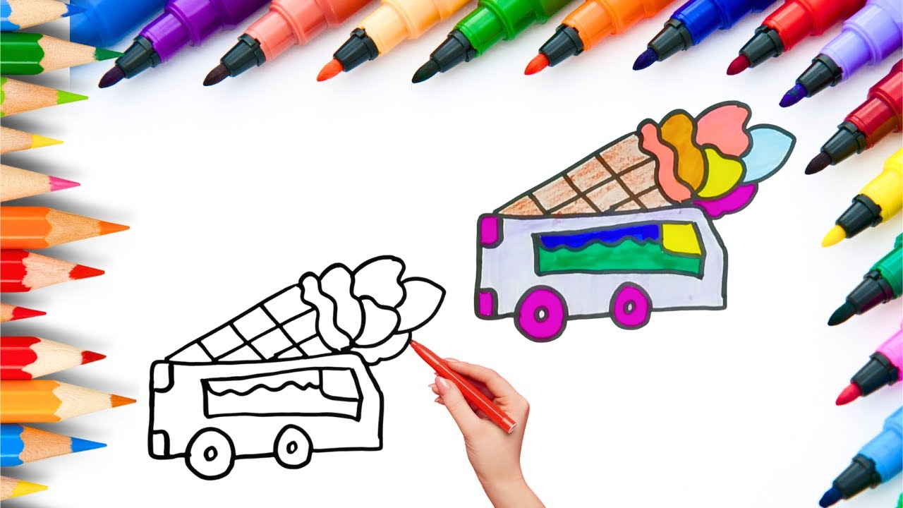 How To Draw cute cream car Drawing, Painting & Coloring For Kids and Toddlers_🌈🎨 🐋