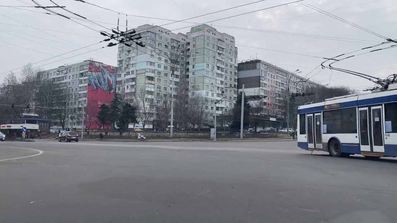 Chisinau City Car Driving Moldova- Dacia Blvd.  Decebal Blvd to Burebista Str.