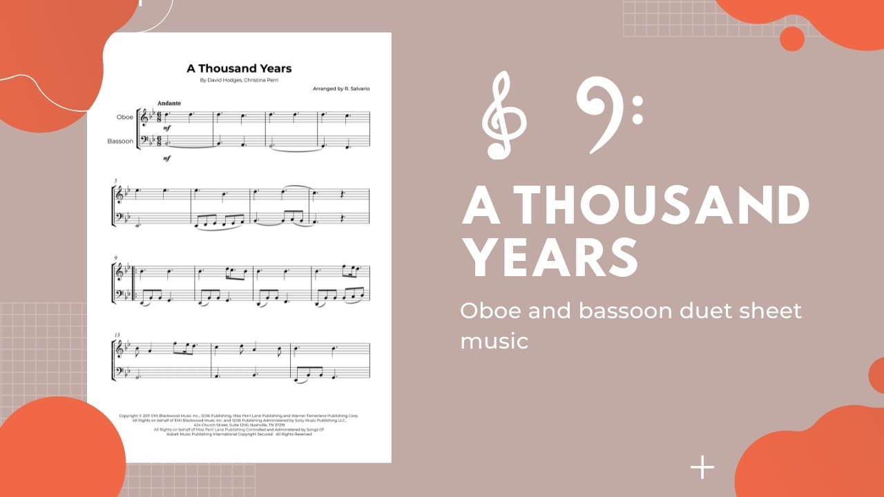 A Thousand Years Oboe and Bassoon Duet Sheet Music