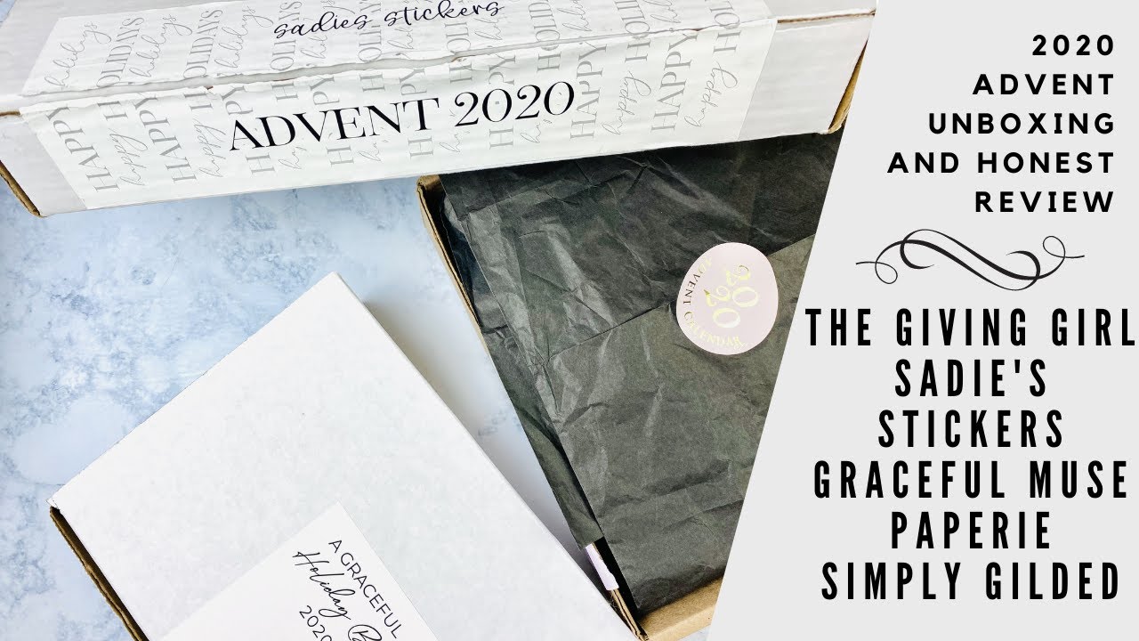 Advent Calendar Unboxing 2020 | The Giving Girl, Sadie's Stickers, Graceful Muse, Simply Gilded