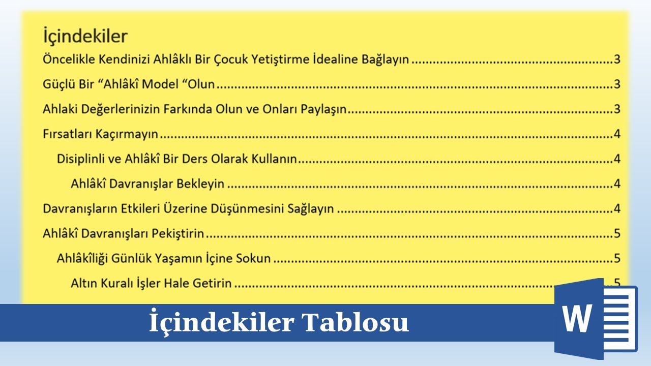 #Word de İçindekiler Sayfası Oluşturuyoruz