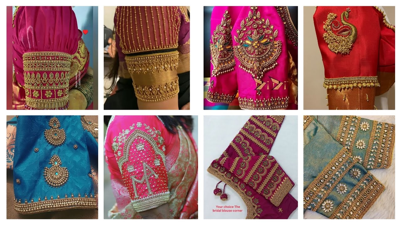 New Aari work Bridal Blouse sleeves Designs //silk blouse designs new model