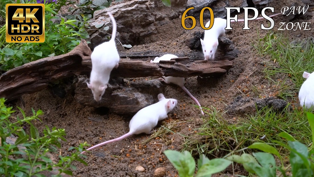 [NO ADS] CAT TV 😺 Wild Foraging Quest: White Mice Colony & Hamster Log Discovery 🐭🌳 4K