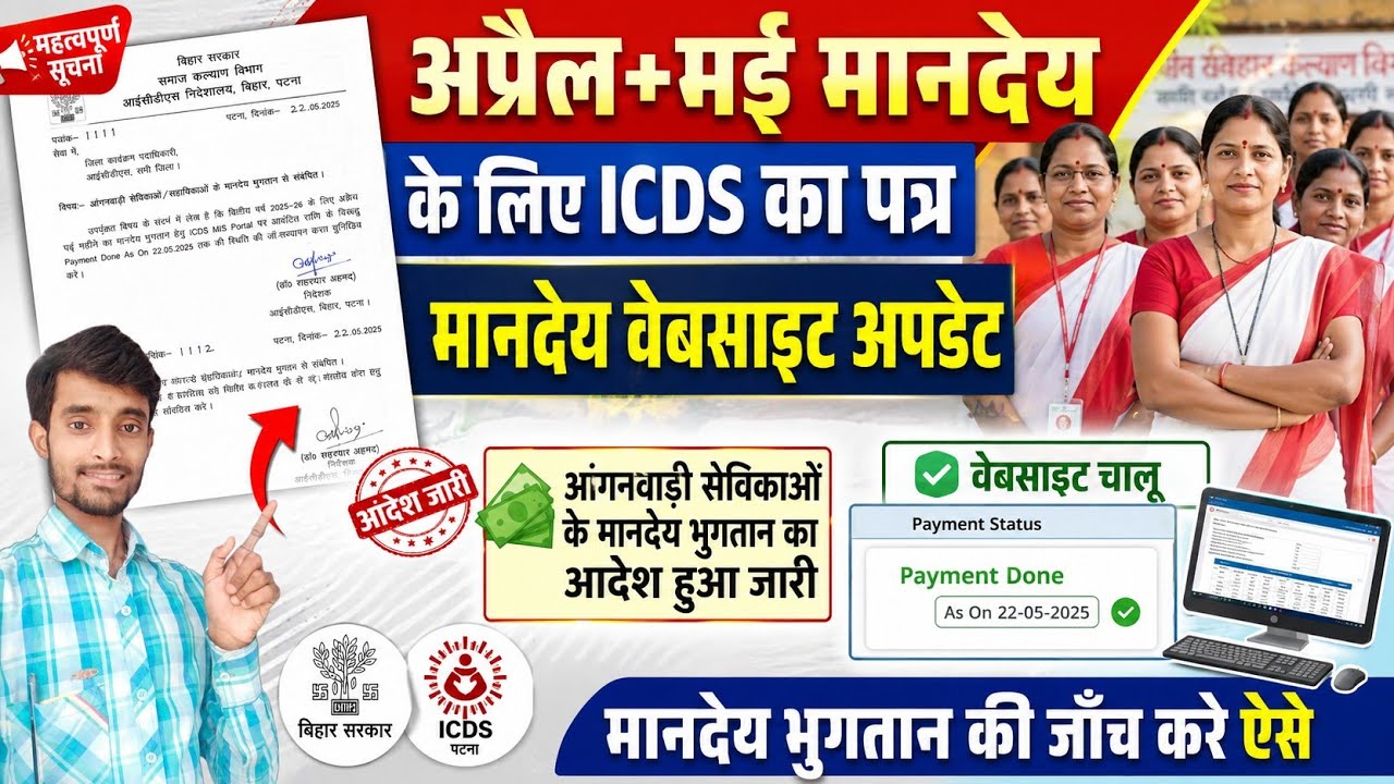 अप्रैल+मई मानदेय के लिए ICDS का पत्र जारी | Anganwadi ICDS Payment Update Letter