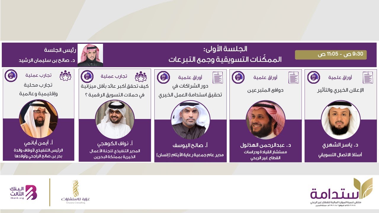 جلسة الممكنات التسويقية وجمع التبرعات - ملتقى تنمية الموارد المالية للقطاع غير الربحي