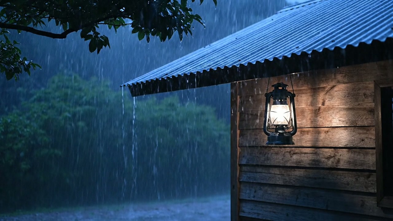 Ambiente de Tormenta de Medianoche para Dormir | Lluvia Pesada en Granja y Truenos Potentes