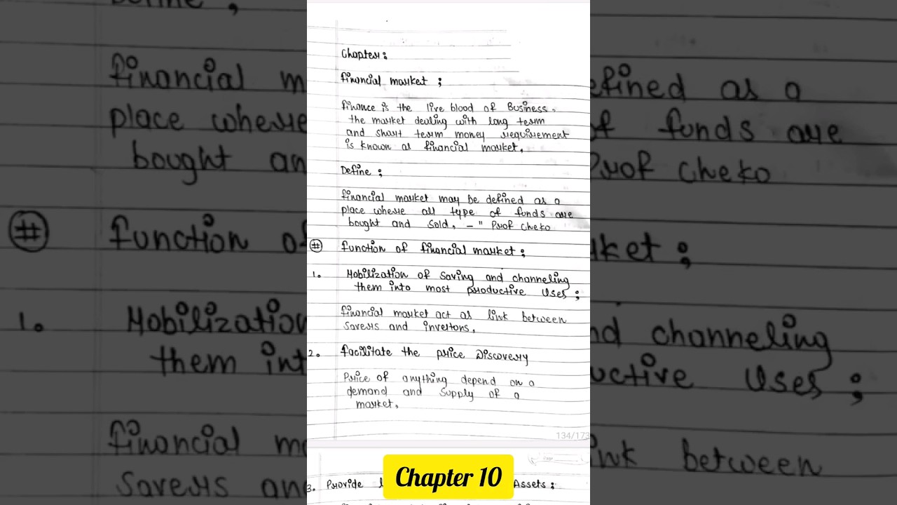 business studies chapter 10 handwritten notes class 12 financial market 