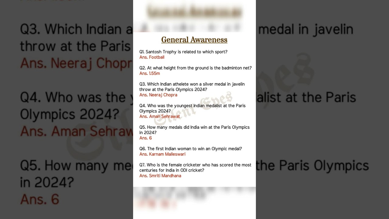Sports General Awareness #generalknowledge #gk #sports #sportsnews