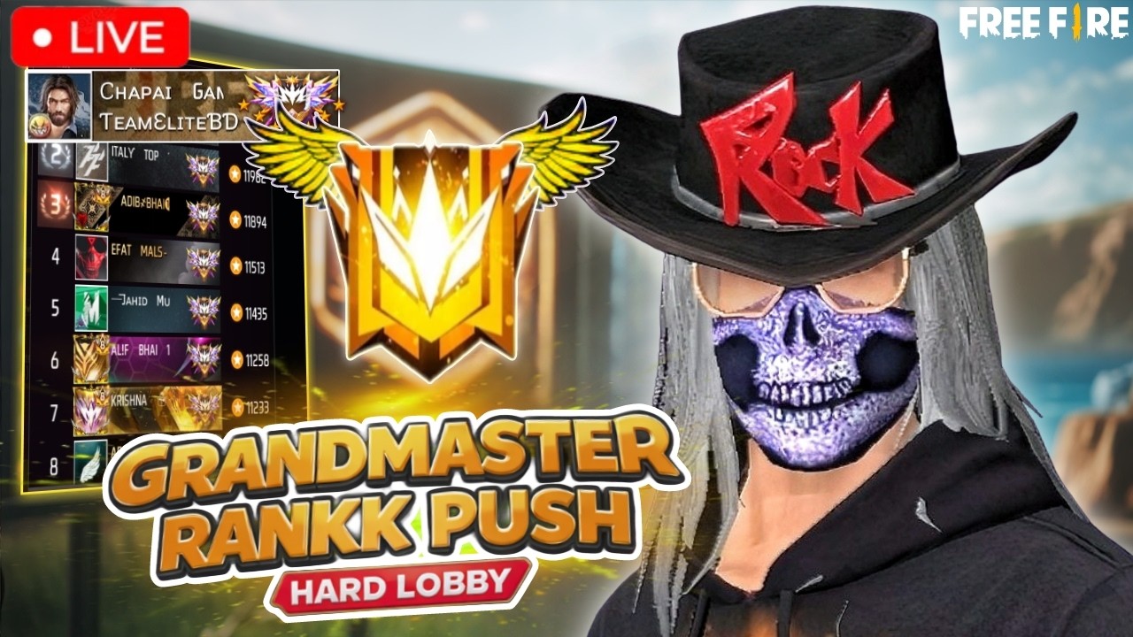 New Grandmaster Top 1 Push V Badge Lobby ❤ FF LIVE ✌ Free Fire LIVE! #shortsfeed #freefirelive