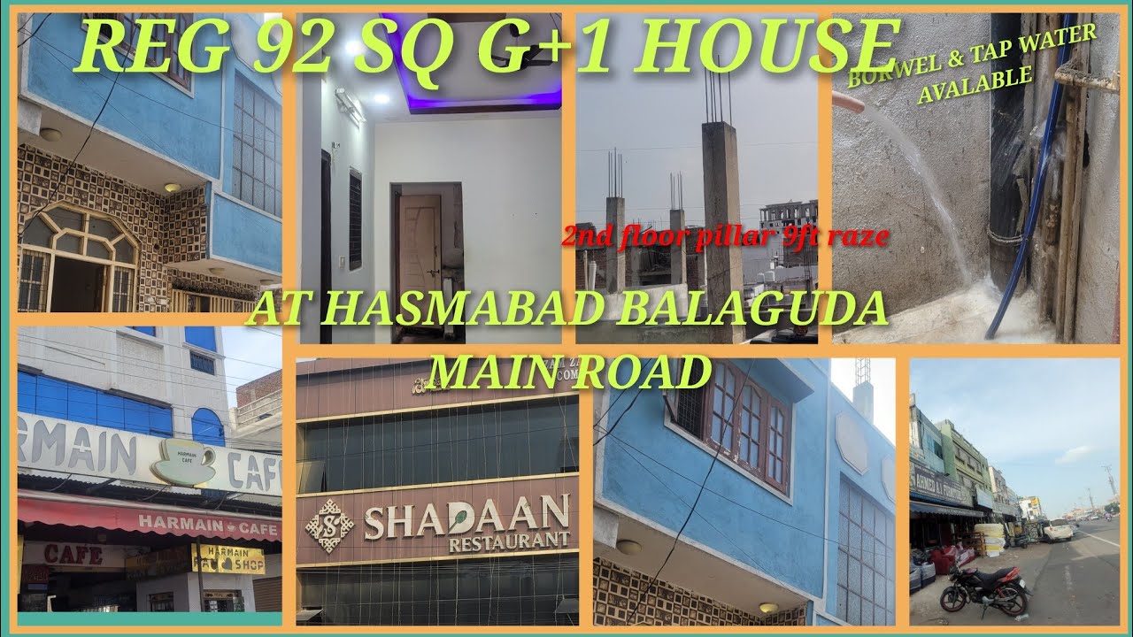 REGISTERED 92 SQ G +1 HOUSE AT HASAMA BAD BALAGUDA MAIN road  with borwel & tap water