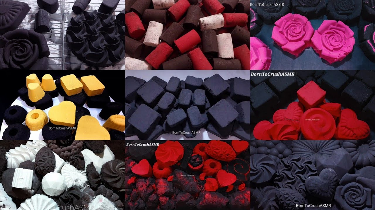 ASMR 1hour Black & Colored Baking Soda Crush Compilation | Satisfying | Relax | ASMR Baking Soda |