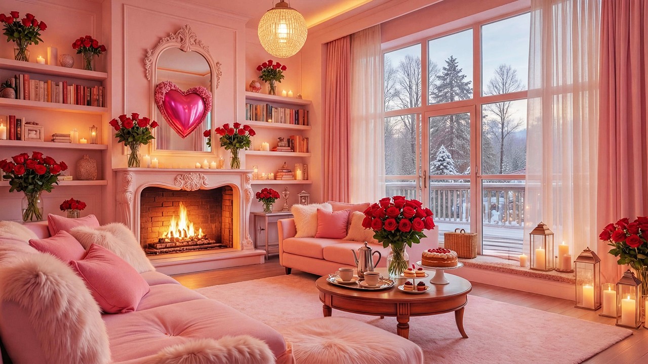 Романтическая музыка у камина на День святого Валентина 💝 Уютная атмосфера у камина на День святого