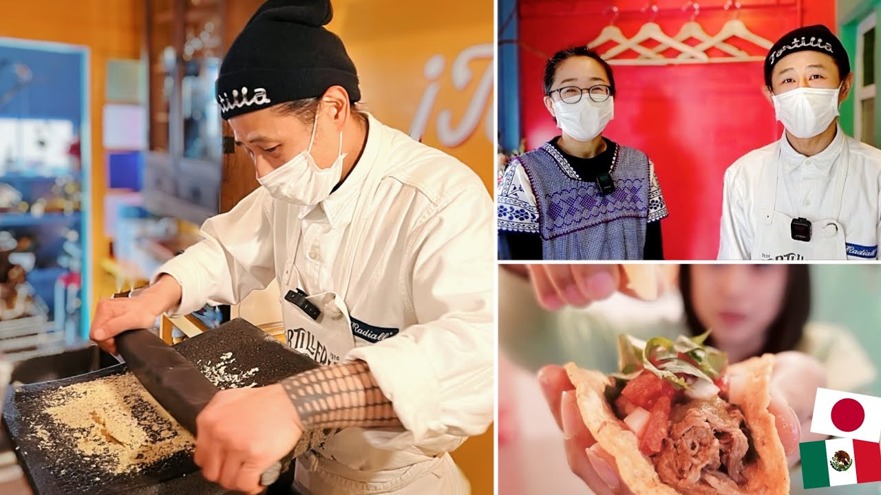 Taquero Japonés utiliza el METATE para hacer tortillas / tacos en Japón 🇯🇵