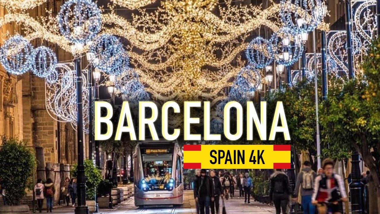 🇪🇸 Барселона, Испания! Рождественская прогулка 2023. Прогулка по Барселоне 4K Ultra HD