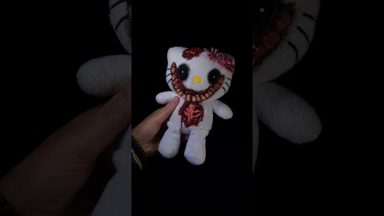 Cutie putie hello kitty 😺#darkart #gothicdecor #creepypasta #hellokittyplush #horrorplush
