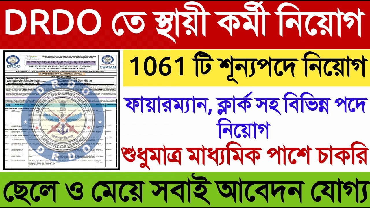 DRDO New Recruitment 2022 | Fireman Vacancy 2022 | DRDO New Vacancy 2022 | DRDO Job