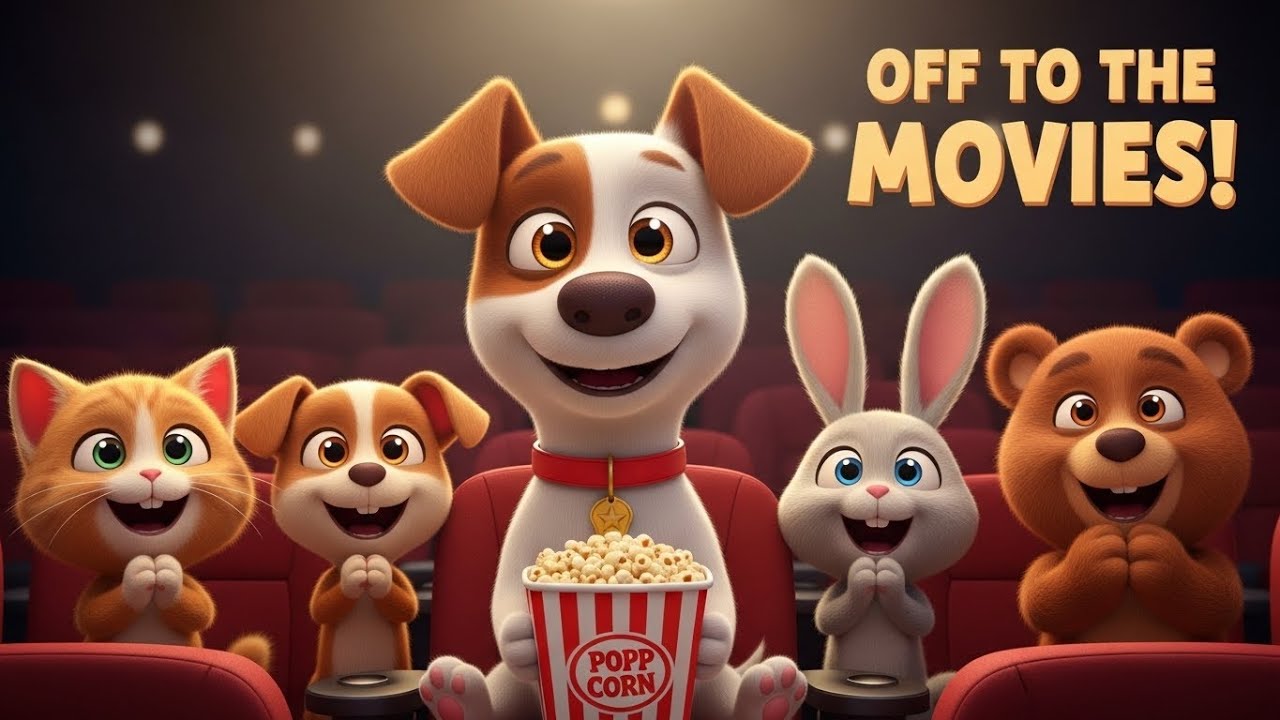 Off To The Movies  / Sing Along Animated Music Video for Kids