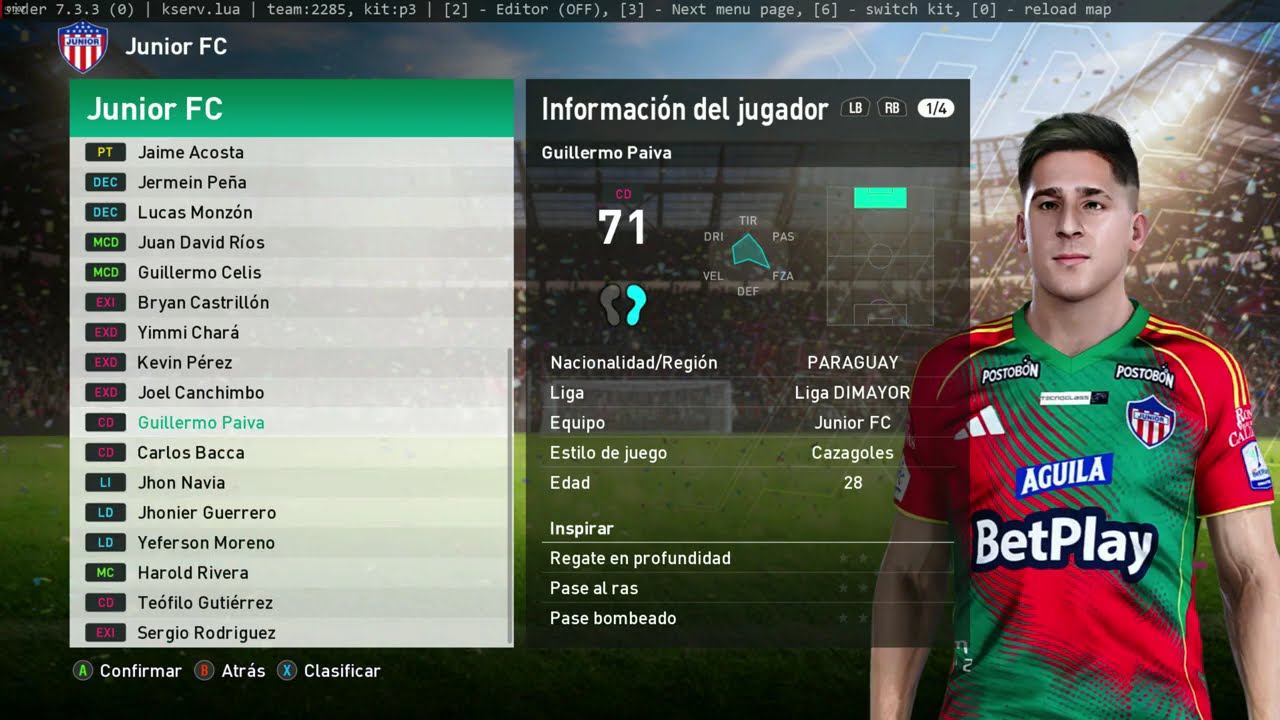 Kitpack del Junior de Barranquilla Liga Betplay 2026 PES 21 DISPONIBLE PARA PC E PS4