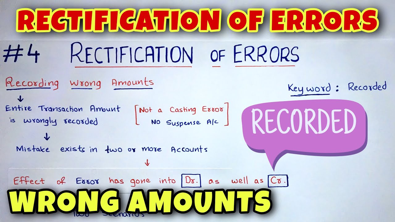 #4 Rectification of Errors - Wrong Amount  - By Saheb Academy