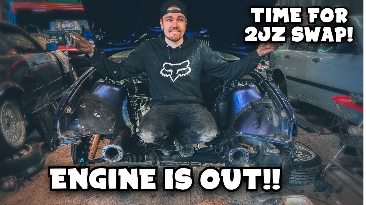 BMW e36 engine removal, ready for 2jz swap!
