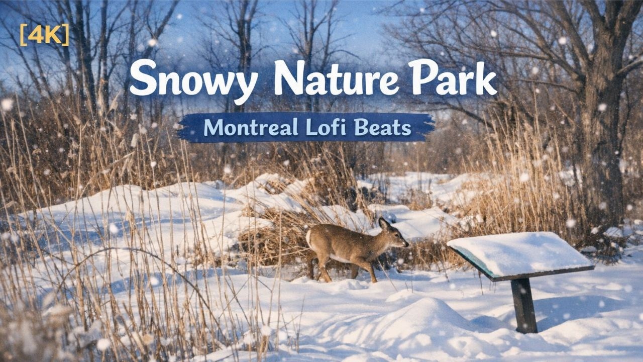 [4K] Snow-Covered Nature Park❄️| Montreal Lofi Beats | Relaxing Piano Music #lofi #relaxing