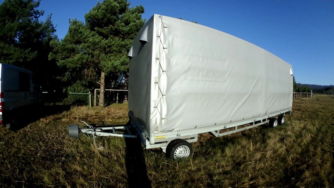 Dreiachser Drehschemelanhänger  Pritsche-Plane - fertig als mobiler Hangar für Eurofox  - Apollo Fox