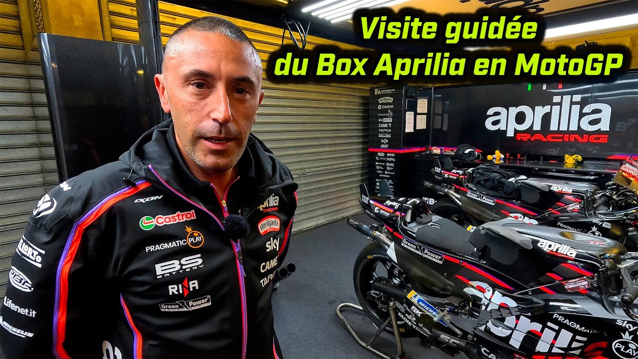 Visite guidée du box Aprilia MotoGP