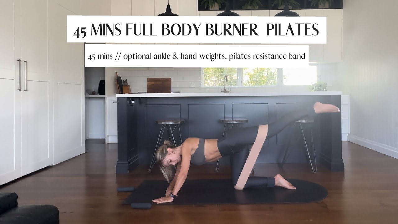 45 minute full body burner Pilates workout // using the band, ankle and hand weights