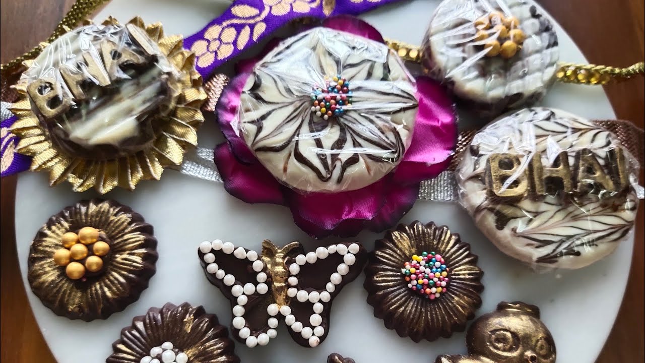 4 तरह की डिज़ाइनर चॉकलेट राखी How to make designer Chocolate Rakhi