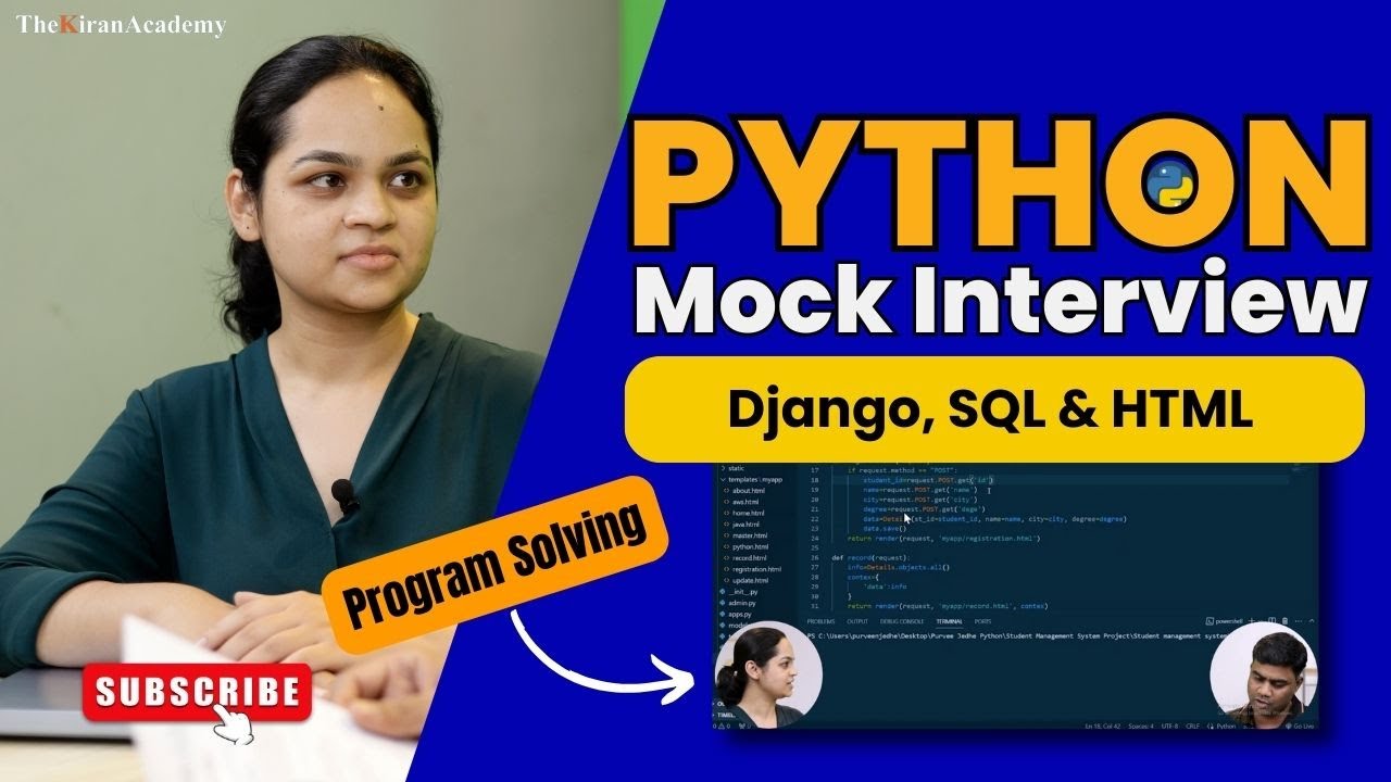 PYTHON Mock Interview | One Of the BEST Mock Interview With PROGRAM Solving | Data Science | AI