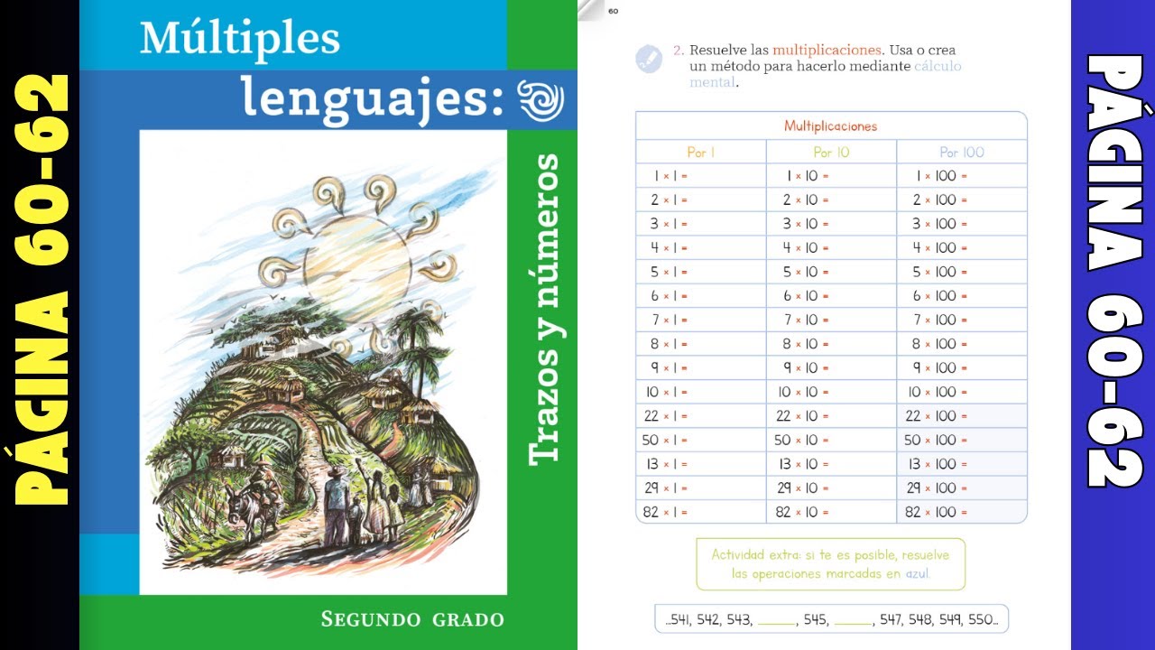 Múltiples lenguajes: trazos y números página 60 a 62 │Multiplicaciones por 10 y 100 (segundo grado)