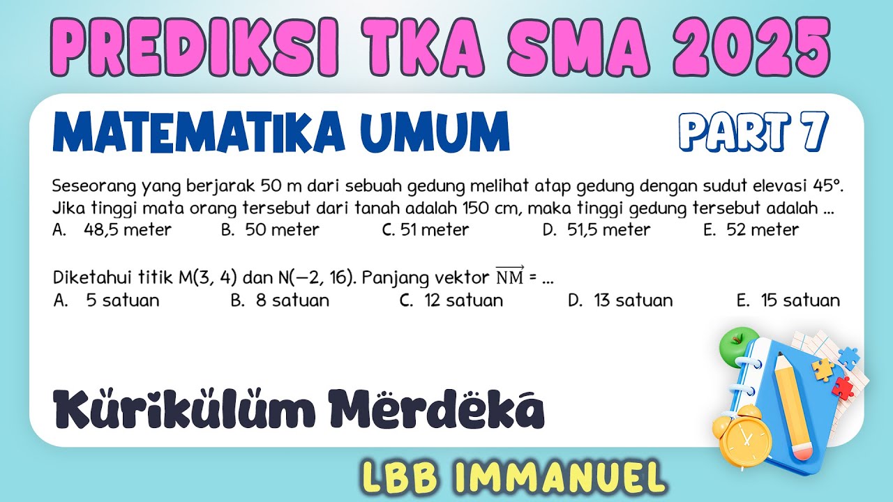 Soal Prediksi TKA (Tes Kemampuan Akademik) SMA 2025 Matematika Umum - Soal Pilihan Ganda Part 7