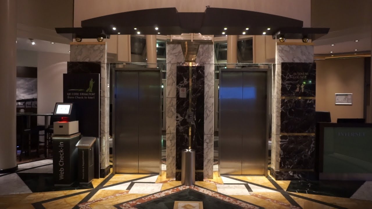 6x 1990s OTIS traction elevators (Europa 2000 & 2000 E) @ Lindner Hotel Airport, Düsseldorf, Germany