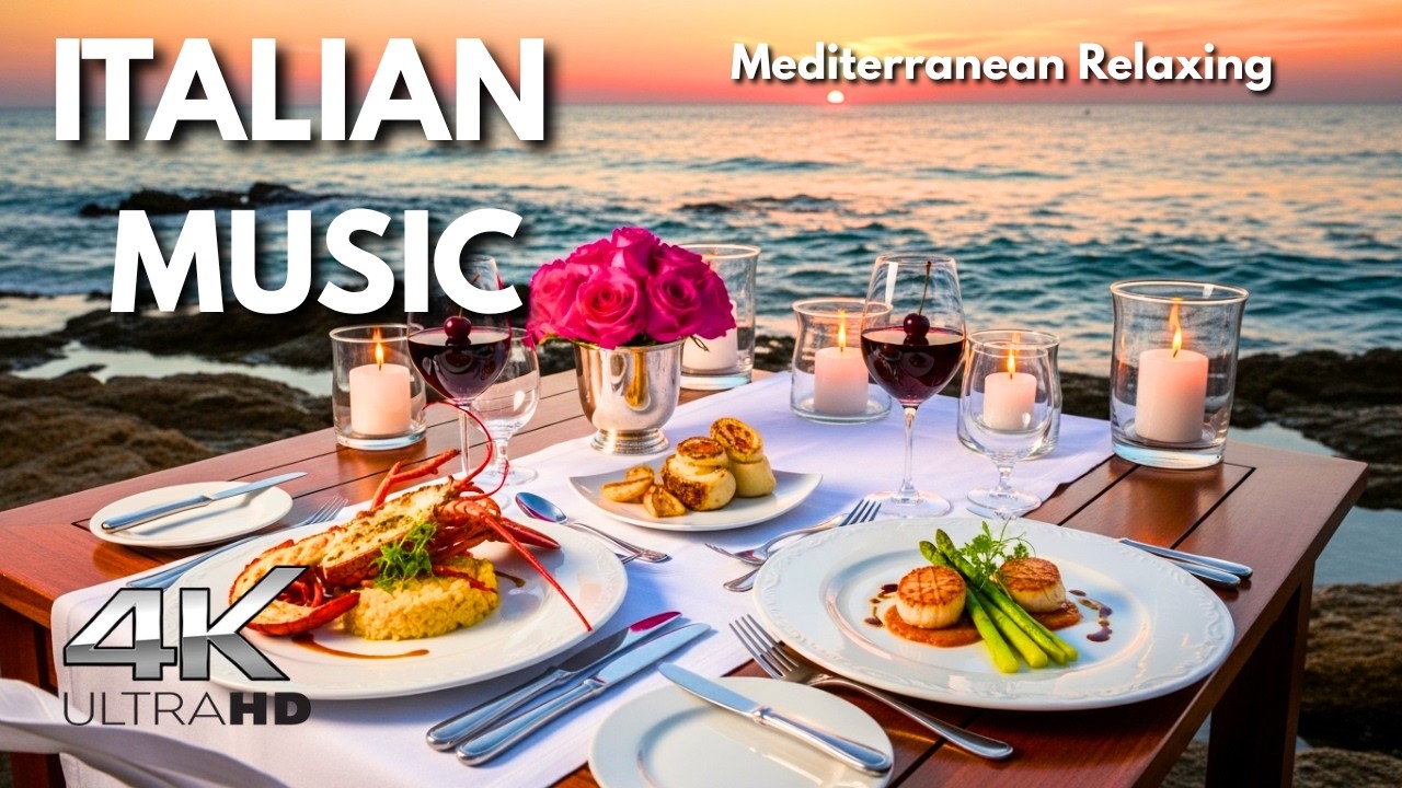 🌊 Italian Coastal Serenity 🇮🇹 Relaxing Amalfi Coast & Sunset Riviera Ambience in 4K 🎶 Romantic