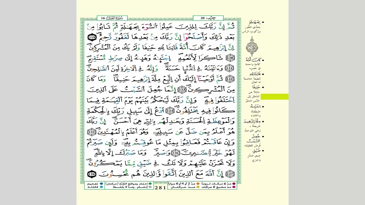 الثمن 8 من الحزب 28  مكرر 7 مرات من المصحف المصور برواية ورش عن نافع للقارئ الشيخ العيون الكوشي