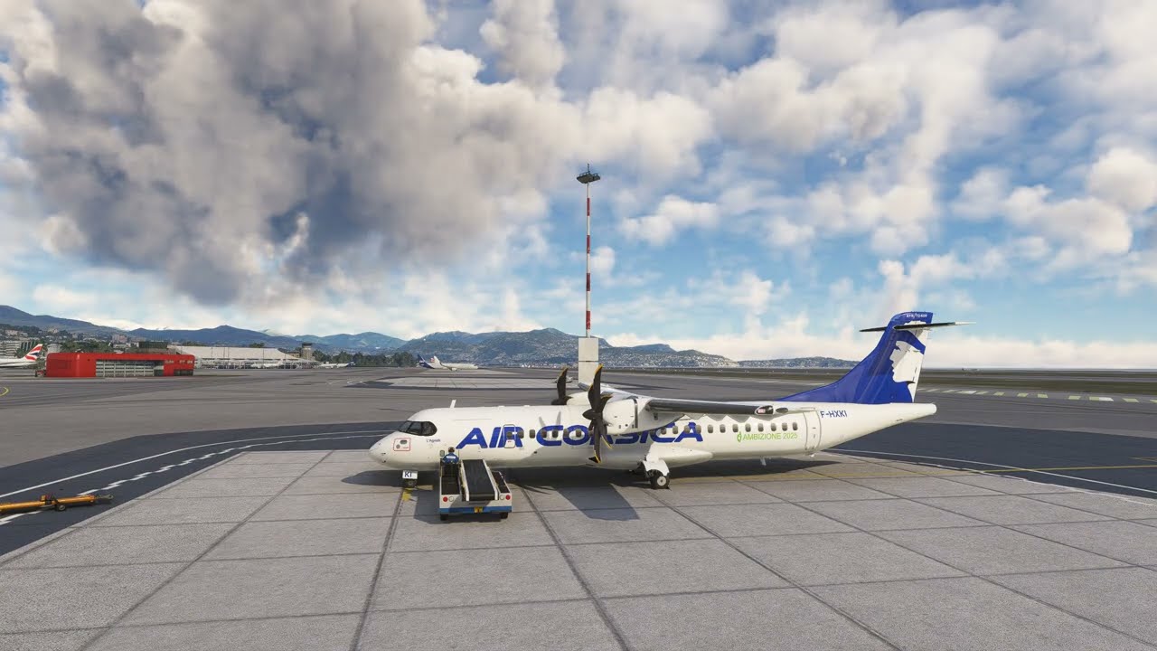 ATR 72 600 CORSICA avec météo réelle et trafic entre Nice et Ajaccio LFMN LFKJ Prise en main