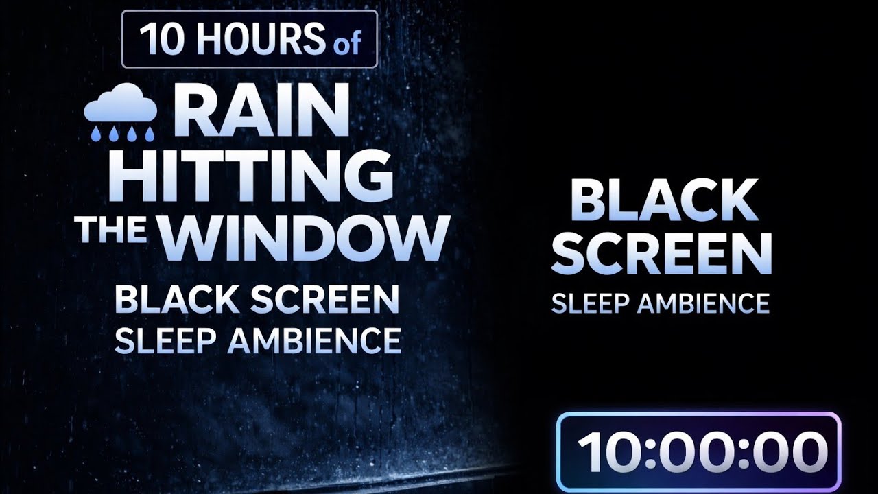 10 Hours of Rain Hitting the Window 🌧️ Black Screen Sleep Ambience for Deep Sleep