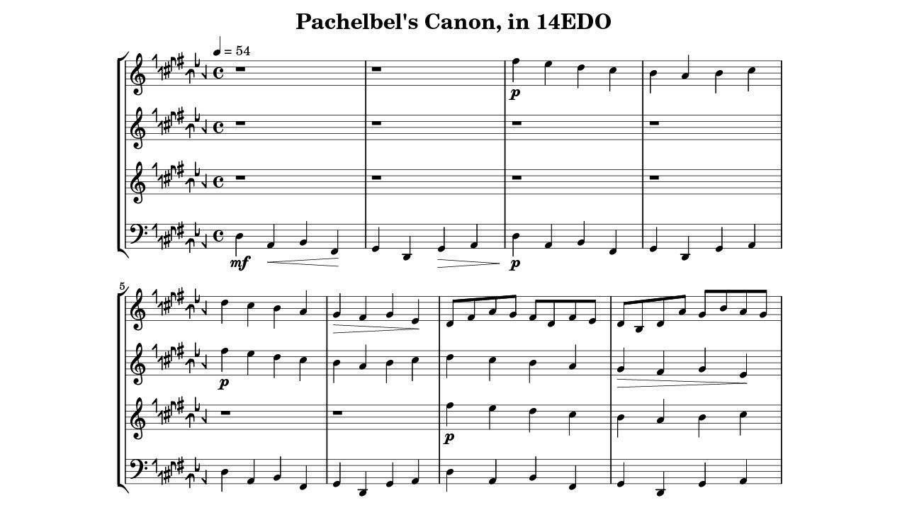 14平均律でパッヘルベルのカノン(Pachelbel's Canon in 14EDO)