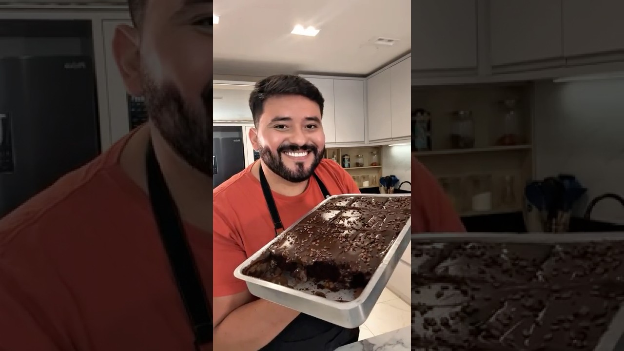 Bolo de Chocolate de Liquidificador Molhadinho com Brigadeiro