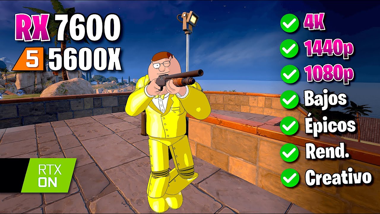 ✅ RX 7600 ✅ Fortnite - Capitulo 5 ✅ 1080p - 1440p - 4K 🔴 Bajos - Épicos - Creativo 🔴