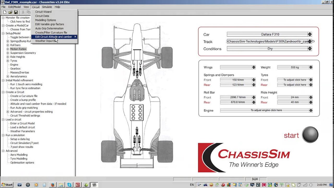 ChassisSim circuit model creation - tips and tricks