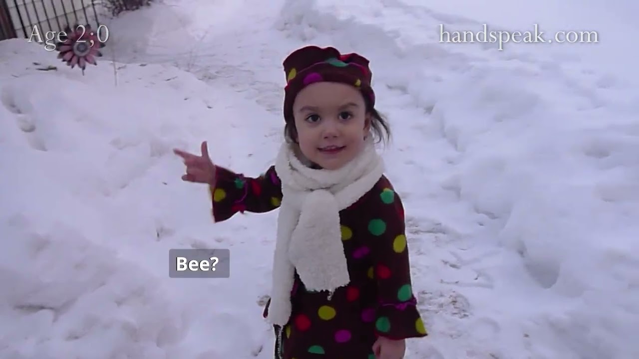 'Bee' in ASL signing from age 1 to 5