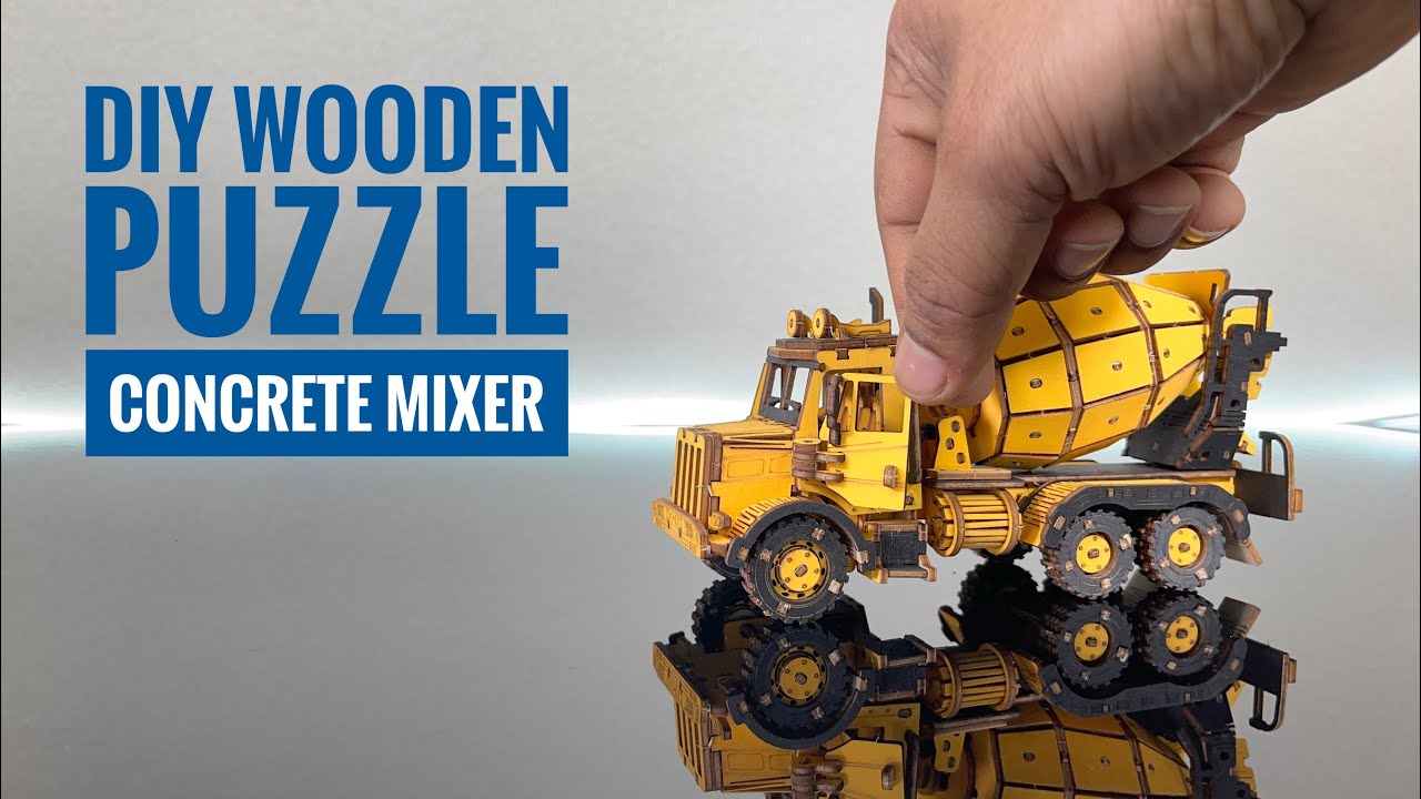 Diy wood puzzles concrete mixer.. Wood puzzle project.