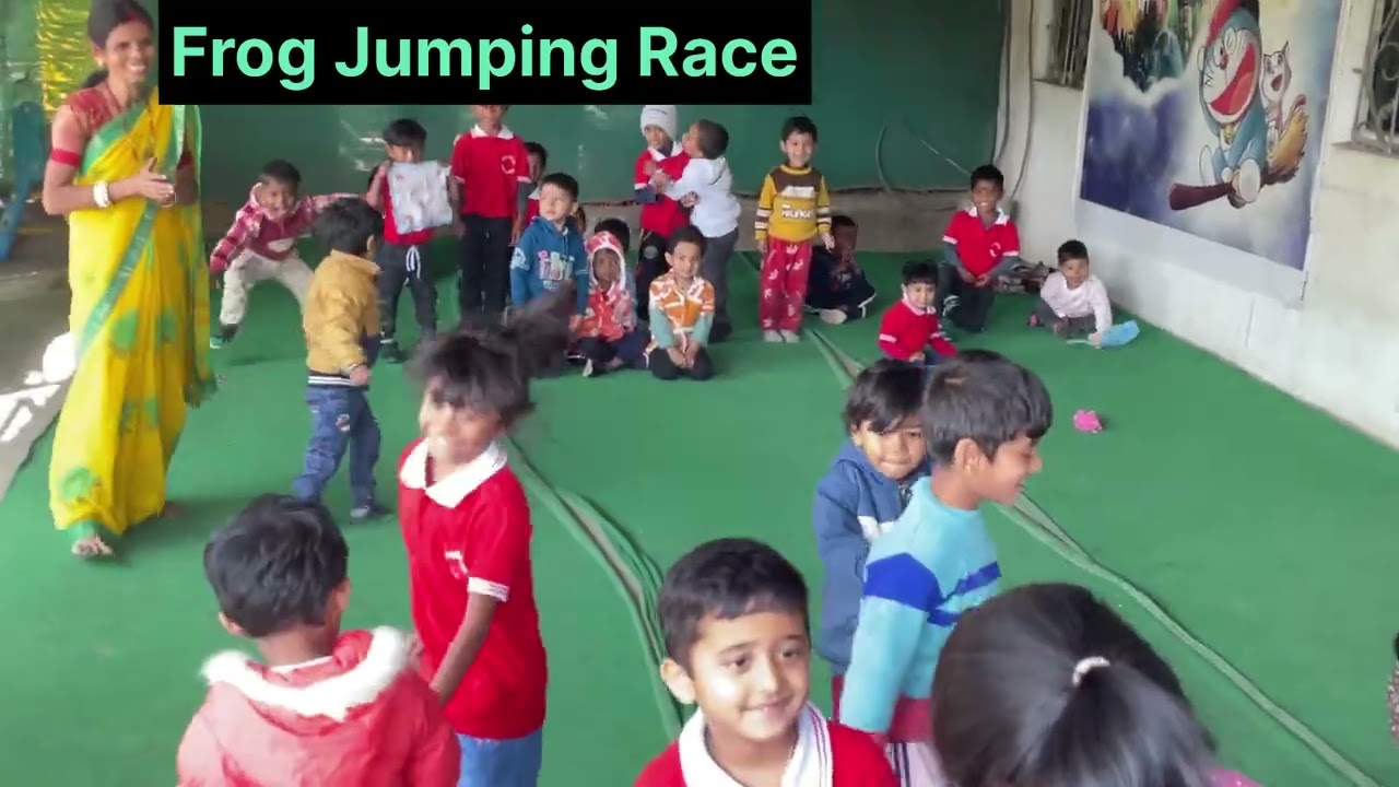 Frog jumping race #playschool  #kids #kidscornerjadugora #shorts 