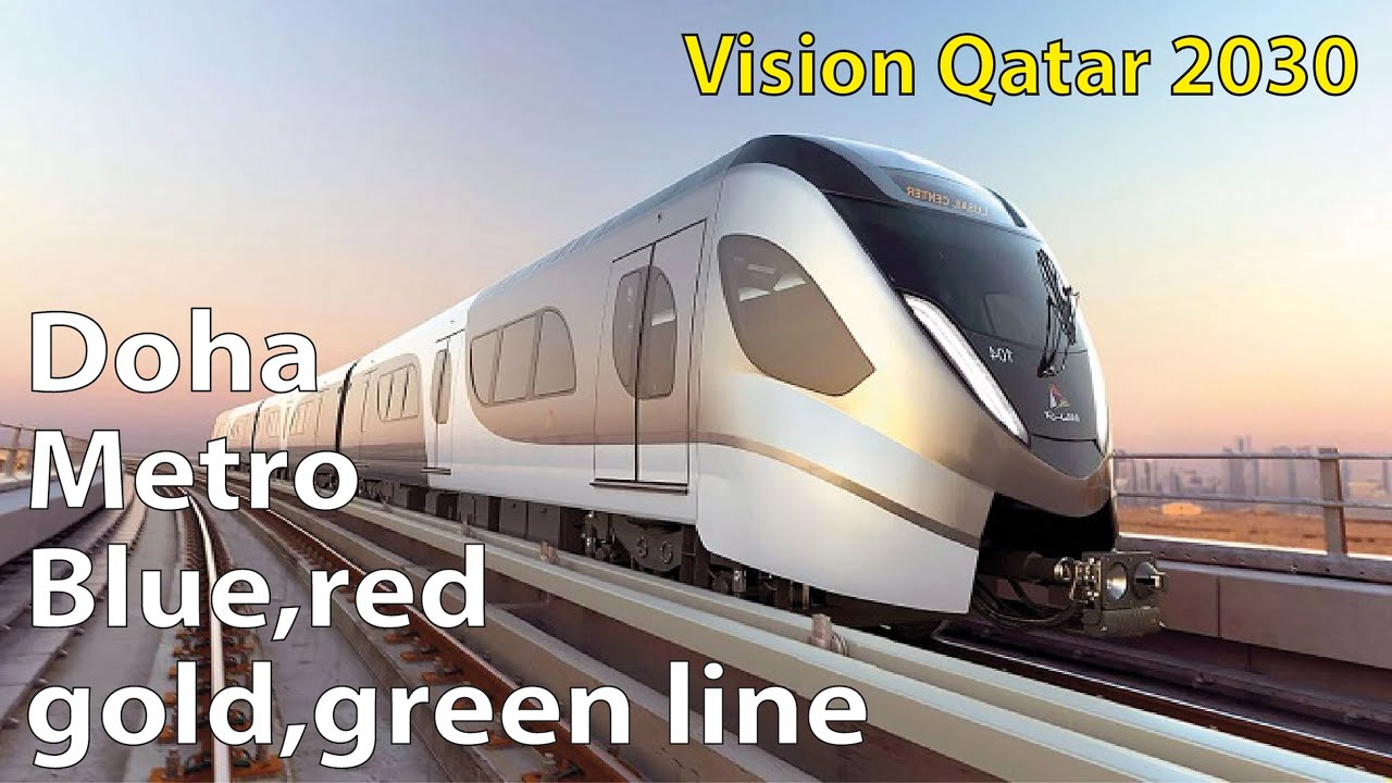 Doha Metro Qatar Rail - The Golden Line, the Red Line the Green Line,the Blue Line of the Doha Metro