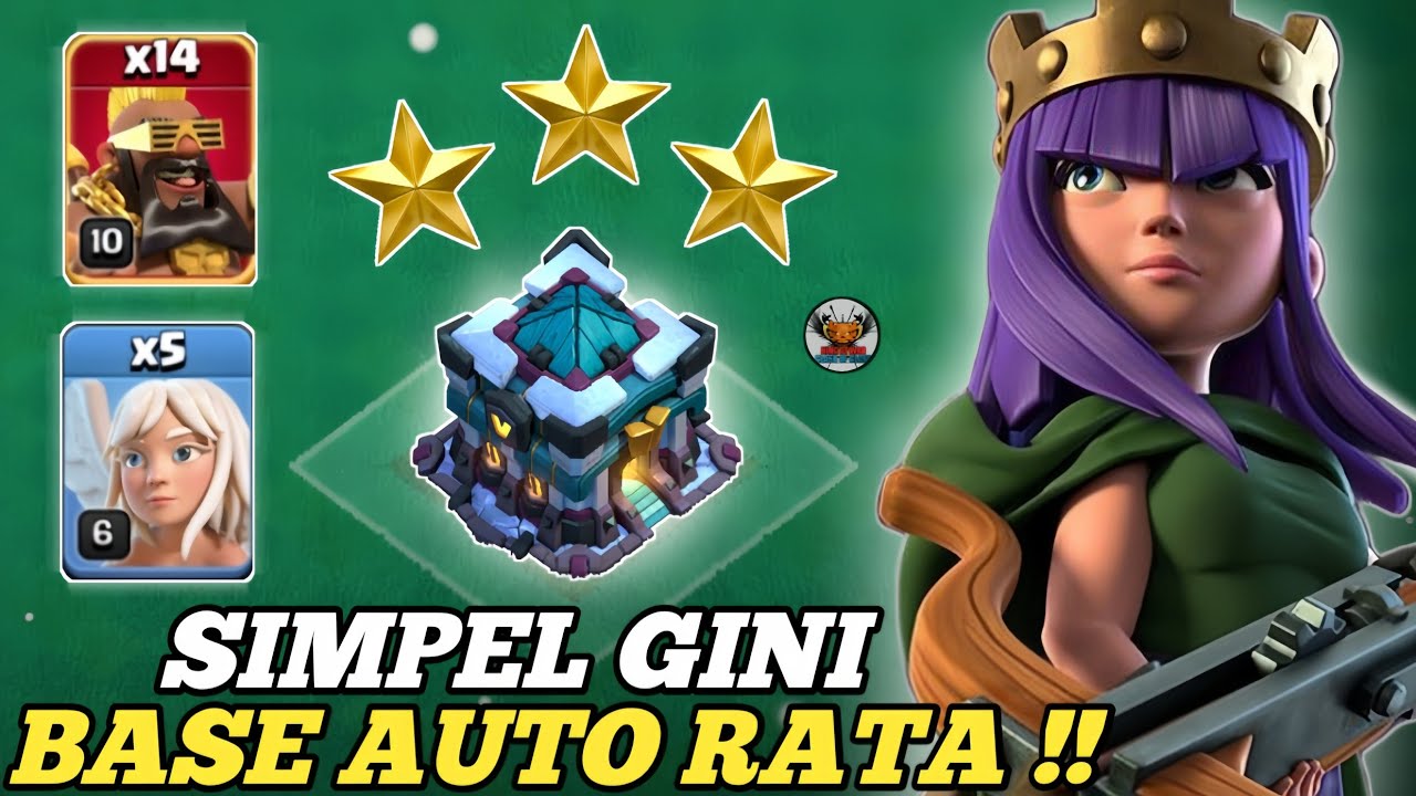 SIMPEL PARAH!! TINGGAL SPAM AUTO RATA!! TH 13 QUEEN CHARGE SUPER HOG RIDER || Clash Of Clans