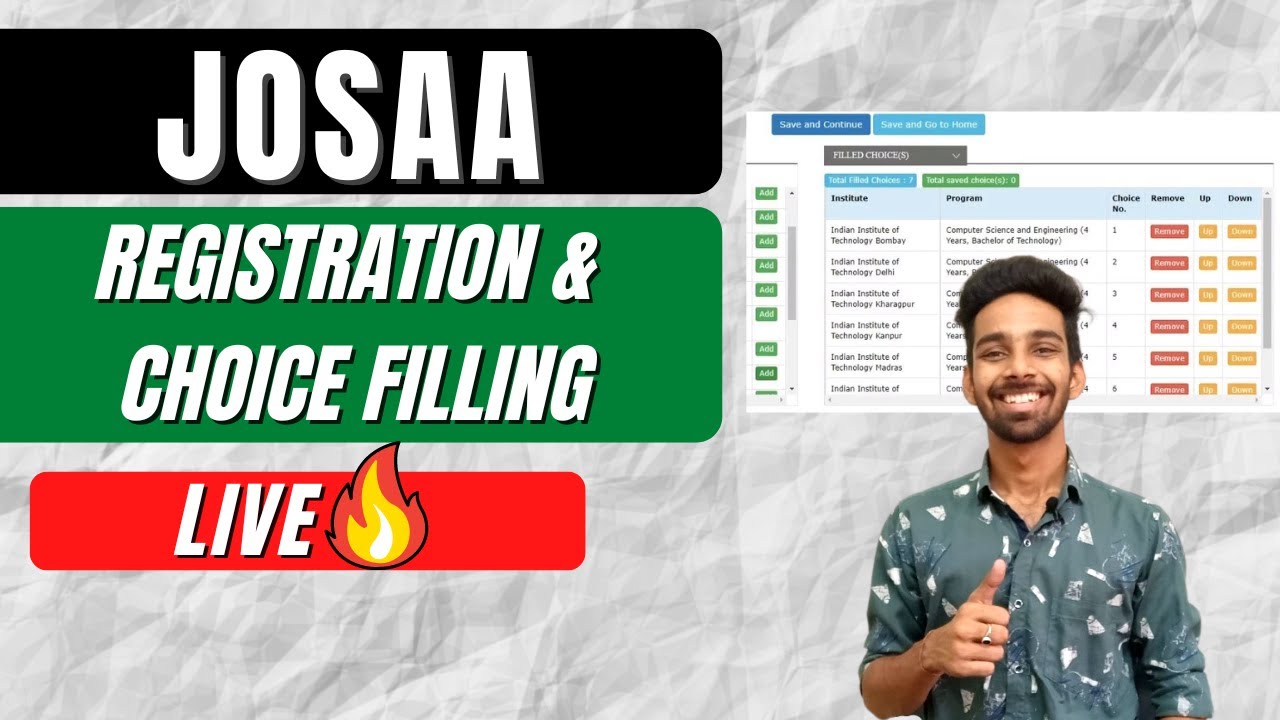 JoSAA Counselling Live Registration & Choice Filling 2022 | JoSAA Counselling Procedure 2022