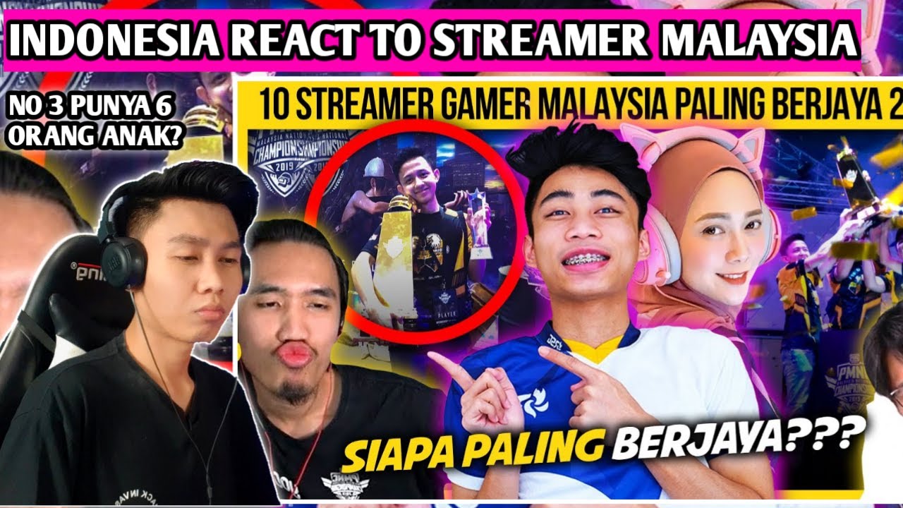 NO 3 TERNYATA....  ! 10 STREAMER GAMER MALAYSIA  PALING BERJAYA 2021, INDONESIA REACTION !
